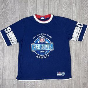 Reebok NFL Pro Bowl 2009 Hawaii All-Star Game Shirt Short Sleeve Blue Red Mens L